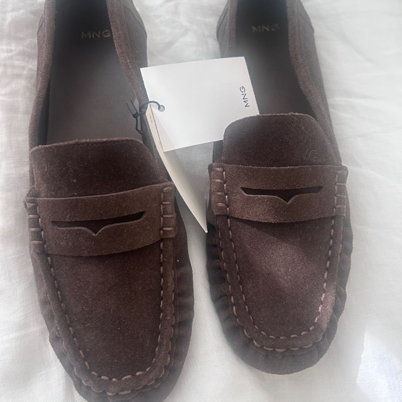 Mango NWT Suede Penny Loafers Brown Ref. 17084429 - Picture 4 of 8